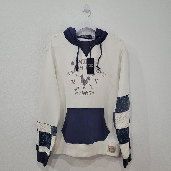Polo Ralph Lauren Other - POLO RALPH LAUREN Polo Country White Hoodie Patchwork Men's Size Medium NWT